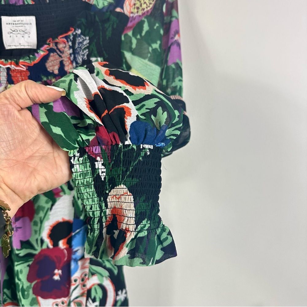 Anthropologie X Lil Sire Puff-Sleeved Floral Blouse Top Size XS Boho Cottagecore - Picture 5 of 10
